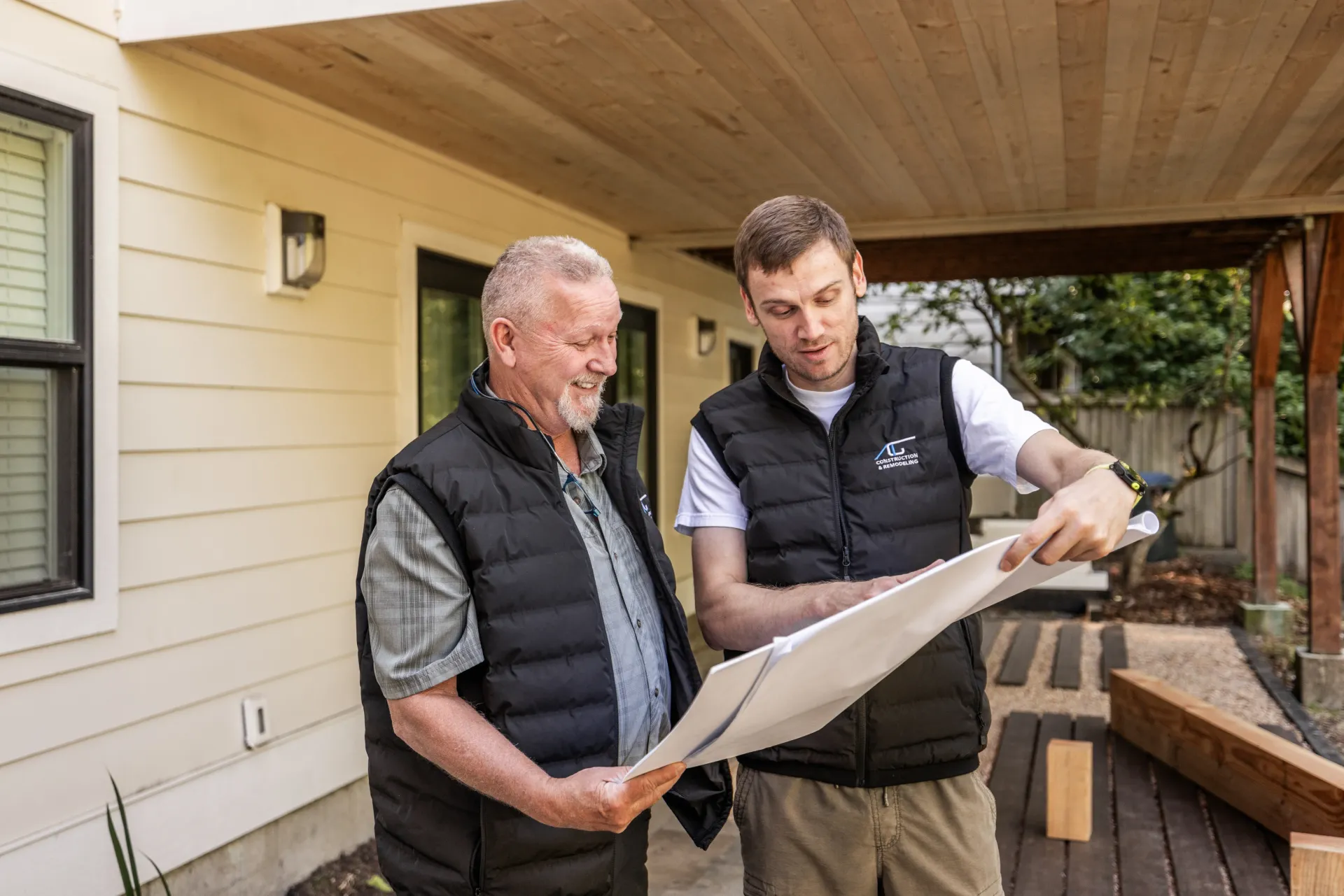 AG Construction team reviewing plans